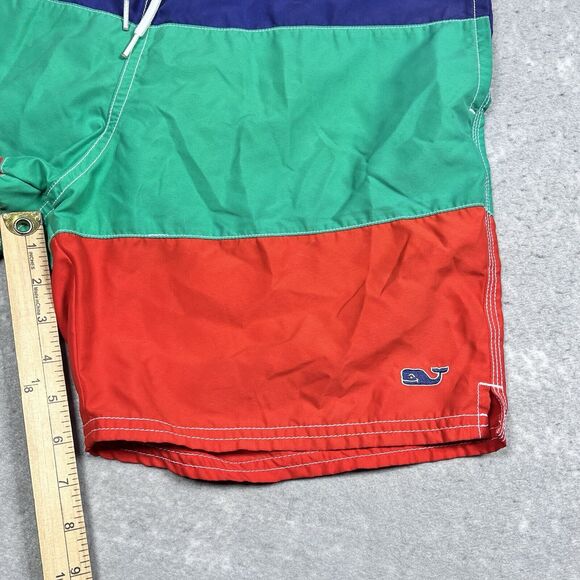 Vineyard Vines Swim Trunks Mens Small Blue/Green/Red ColorBlock Lined - Picture 8 of 11